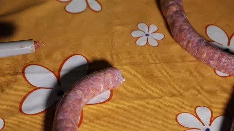 Timelapse close up stuffing sausages Stock-Footage 158393234