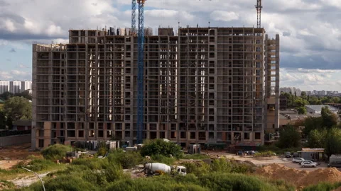 Timelapse close view of residential construction frame, urban real estate Stock-Footage 316601574