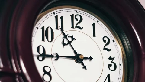 Timelapse Close-up of Vintage Analog Clock Hands Moving Fast Stock Footage 307554618