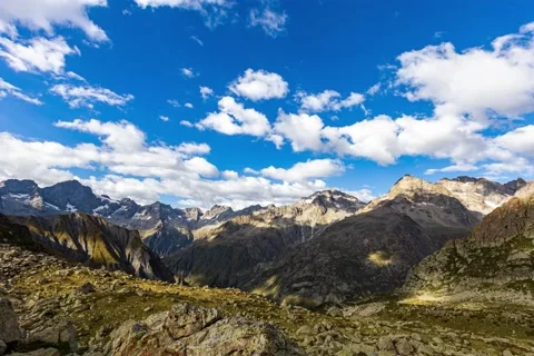 Timelapse of cloud above mountain in the Massif des Ecrins - France Stock Footage 139798694