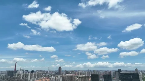 Timelapse of Cloud and the city skyline, epic mood. Drone aerial view Stock-Footage 201924451