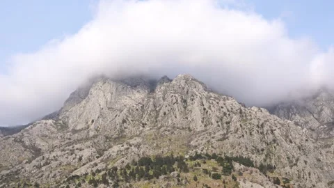 Timelapse Cloud Covered Mountain in Kotor Montenegro. Epic Wide Nature 4K B.. Stock Footage 336514149