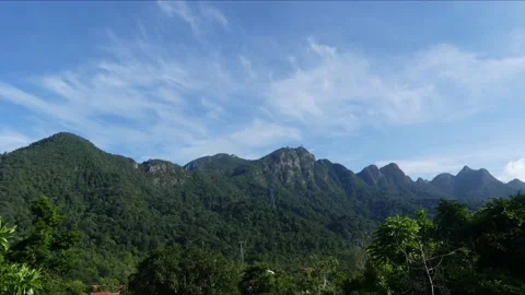 Timelapse of cloud crossing over peak of Mount Machincang in Langkawi Malaysia Stock Footage 155796028