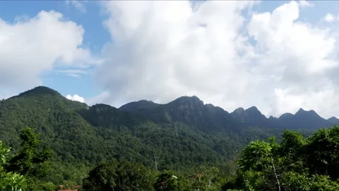 Timelapse of cloud crossing over peak of Mount Machincang in Langkawi Malaysia Stock Footage 155796100