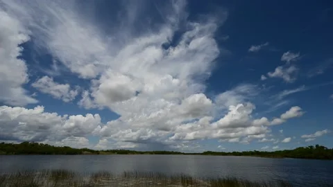Timelapse of cloud formation over Nine Mile Pond in Everglades National Park 4K. Stock Footage 134336752