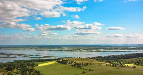 Timelapse of cloud movement and beautiful views of the river floods Stock Footage 95045232