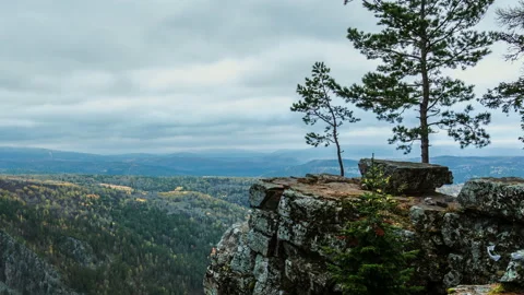 Timelapse of cloud movement, beautiful mountain landscape, view from the hill Stock Footage 96762520