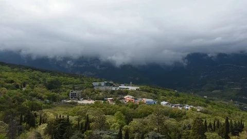 Timelapse of cloud movement over Yalta Crimea on may 3, 2020 Stock Footage 129874105