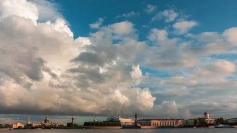Timelapse of cloud movement. Panorama of the sights of St. Petersburg. Stock Footage 120245464