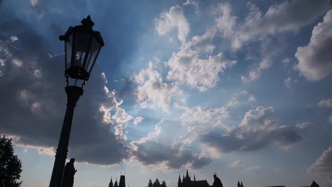Timelapse of Cloud Movements above the Charles Bridge, Prague Stock Footage 93213859