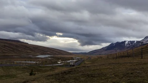 Timelapse of cloud moving above a Valley in Iceland Video stock 86443059