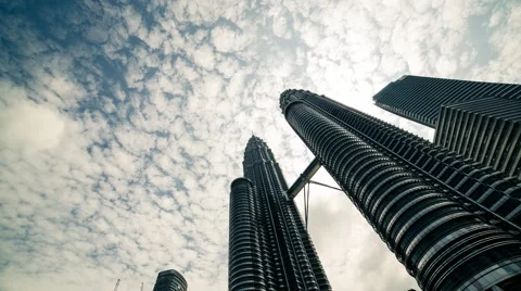 Timelapse of Cloud Over Petronas Twin Tower in KLCC, Malaysia Stock Footage 49767207