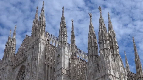 Timelapse cloud pass Duomo Cathedral sunny day blue sky landmark Milan city icon Stock Footage 43967636