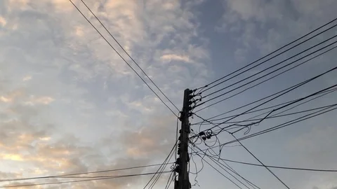 Timelapse cloud sunset electric pole Stock Footage 115541144