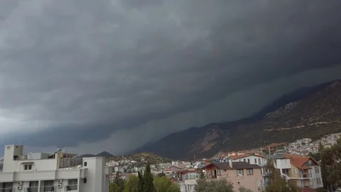 Timelapse of clouds above city Stock Footage 128114859