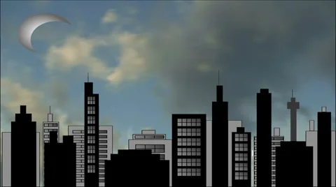 Timelapse clouds against high res cityscape scene Video stock 1182815