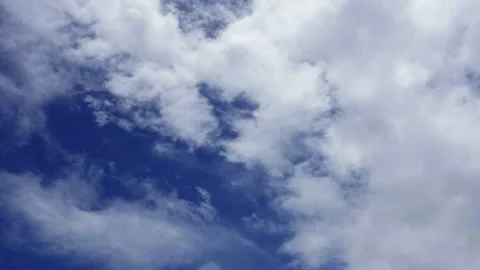 Timelapse of clouds and blue sunny sky,  white clouds over blue sky, Aerial view Video stock 310789451