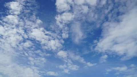 Timelapse of clouds and blue sunny sky,  white clouds over blue sky, Aerial view Video stock 311381569
