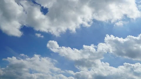 Timelapse of clouds and blue sunny sky,  white clouds over blue sky, Aerial view Video stock 311381576