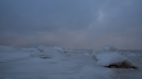 Timelapse clouds and ice landscape Stock Footage 108712716