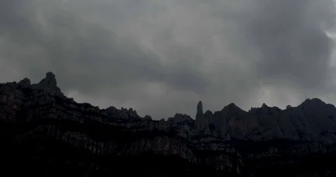 Timelapse of the clouds and the mountain of Montserrat in Catalonia Stock Footage 124522837
