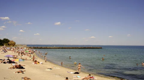 Timelapse clouds and sea and beach Stock Footage 46084891