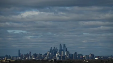 Timelapse of Clouds and Shadows with City of Philadelphia in the Distance Stock Footage 146824831