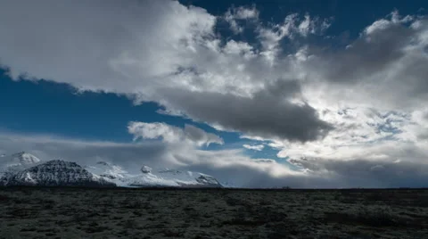 Timelapse on clouds and snow mountains in Iceland Stock Footage 36173377
