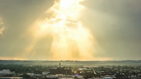 TIMELAPSE Clouds and Sunset over Midwestern Town Stock Footage 95452020