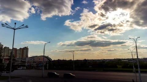 Timelapse clouds and sunset Street Video stock 53464337