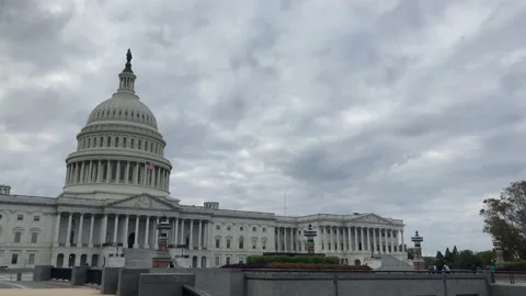 Timelapse of clouds and tourists outside the Capitol Building DC Stock Footage 142328896