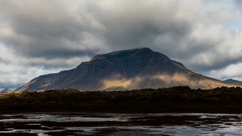 Timelapse of clouds in arctic mountains in Iceland Stock Footage 122298588