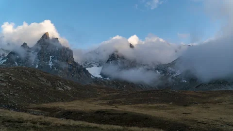 Timelapse of clouds are covering the mountains, Kackar Mountains, Turkey Stock Footage 143869137