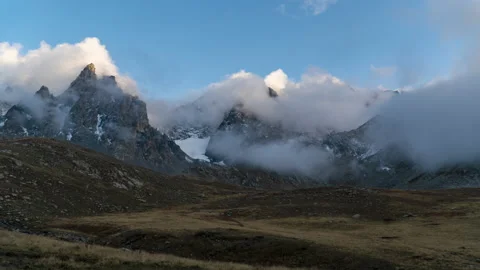 Timelapse of clouds are covering the mountains, Kackar Mountains, Turkey Stock Footage 143869198