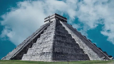 Timelapse of Clouds behind Chichen Itza, Yucatán, ‎Mexico Stock Footage 145179679