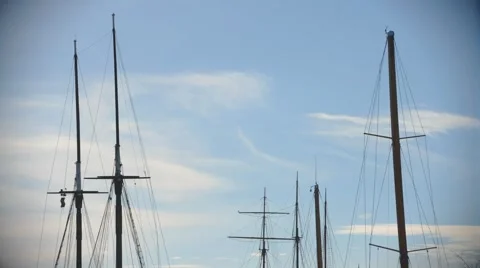 Timelapse Clouds Behind Ship Masts Stock Footage 2816020