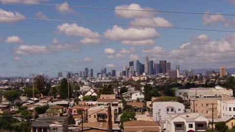Timelapse Clouds Billow Past Downtown Los Angeles Stock Footage 153056765