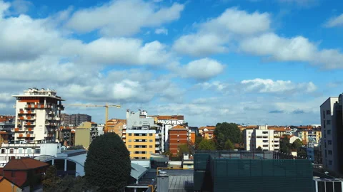 Timelapse clouds on blue sky in the city Stock Footage 153166682