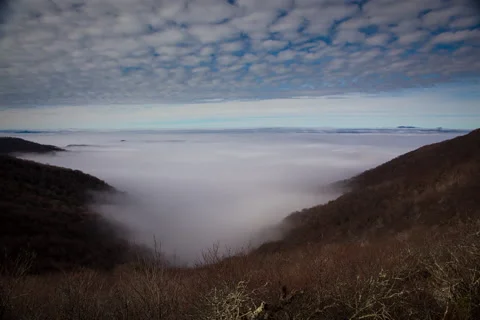Timelapse clouds boiling in winter valley in NC mountains Stock Footage 62252483