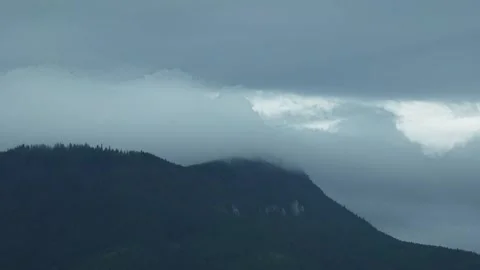 Timelapse of Clouds Brushing Treetops on a Mountain Peak 動画素材 307113577