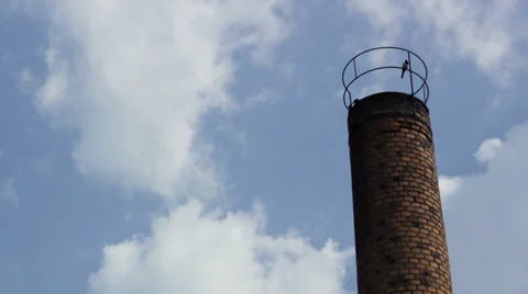 Timelapse "clouds, chimney and a bird" 2 Stock Footage 35225625