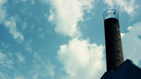 Timelapse "clouds, chimney and a bird" 1 with flavour Stock Footage 35228551