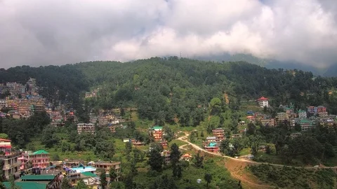 Timelapse  of clouds in the Dharamshala, India buildings Stock Footage 100259227