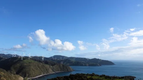 Timelapse: Clouds Drifting Out to Sea, Makara, NZ, facing South 1080 HD 스톡 동영상 118360213