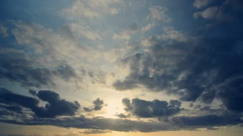 Timelapse of clouds in evening with blue vintage effect. Souvenir sensation. Stock Footage 87270418