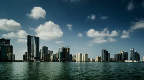 Timelapse of the clouds floating above the downtown buildings, Sharjah, UAE Видео 64248571