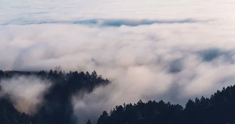 Timelapse of Clouds Floating at Sunset on Mt Tamalpais Stock Footage