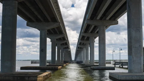 Timelapse Clouds Florida US Highway Choctawhatchee Bay Video stock 203495120