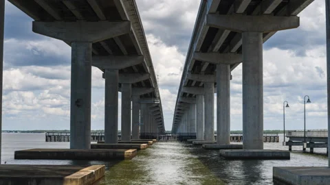 Timelapse Clouds Florida US Highway Choctawhatchee Bay Zoom Out Stock Footage 203498327