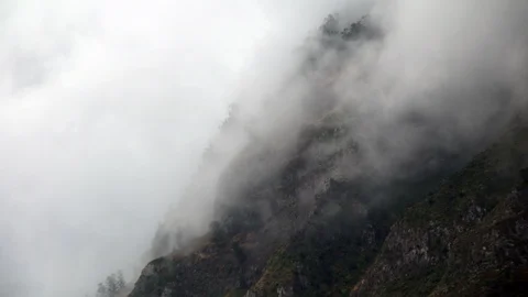 Timelapse of clouds flowing in the mountains Stock Footage 126394643